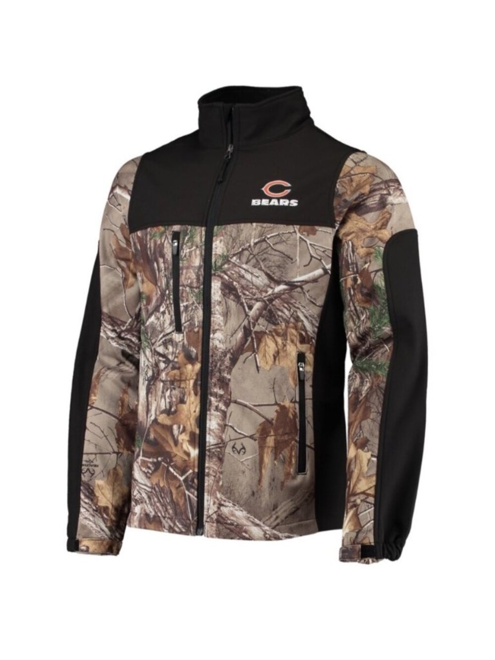 NWT- Realtree Camo Black Chicago Bears Softshell L Full-Zip Jacket fleece lined - Picture 2 of 16